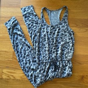 Aerie gray leopard jumpsuit XXS NWOT